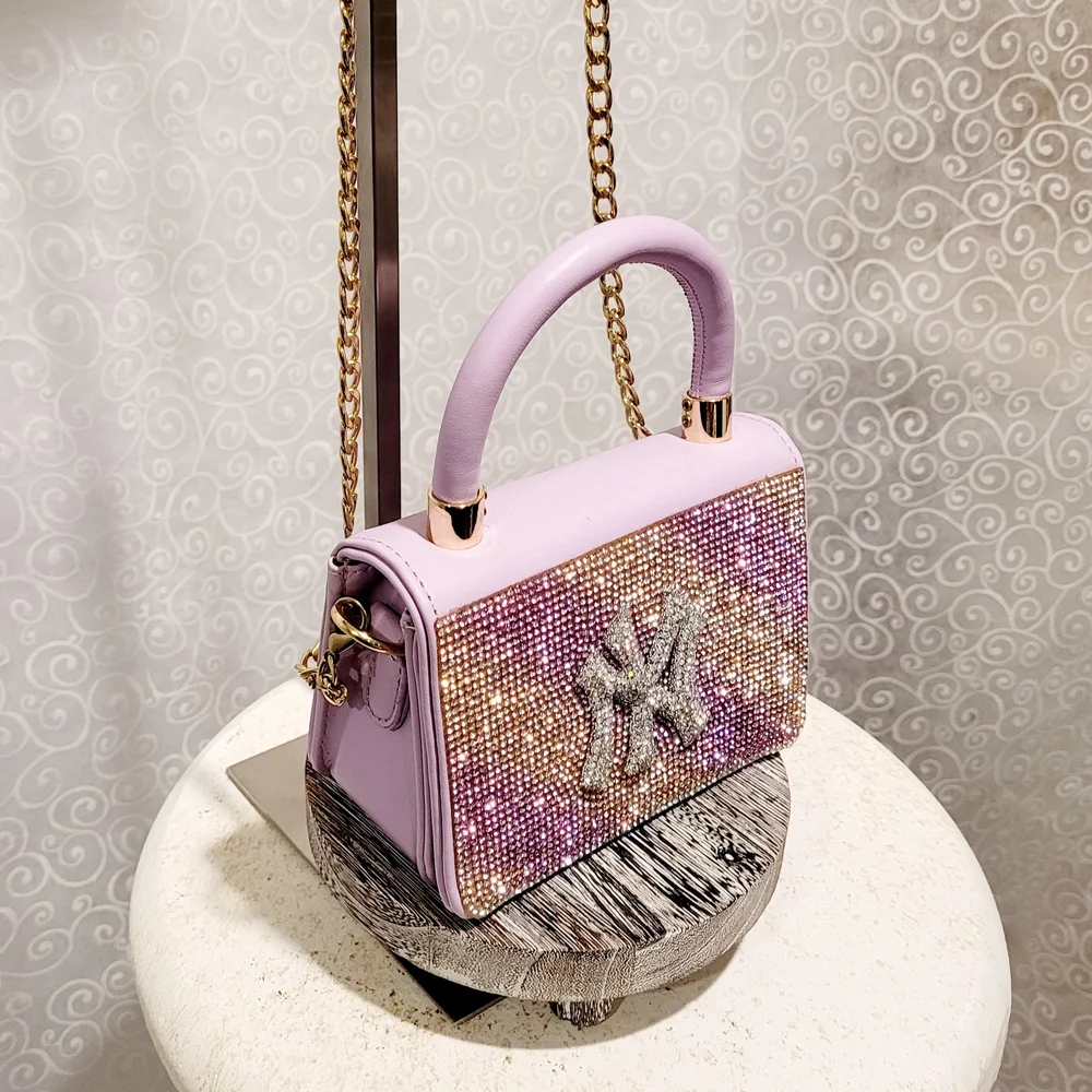 Lavender Rhinestone NY-Inspired Baseball Cap and Mini Bag Set - Picture 8 of 11